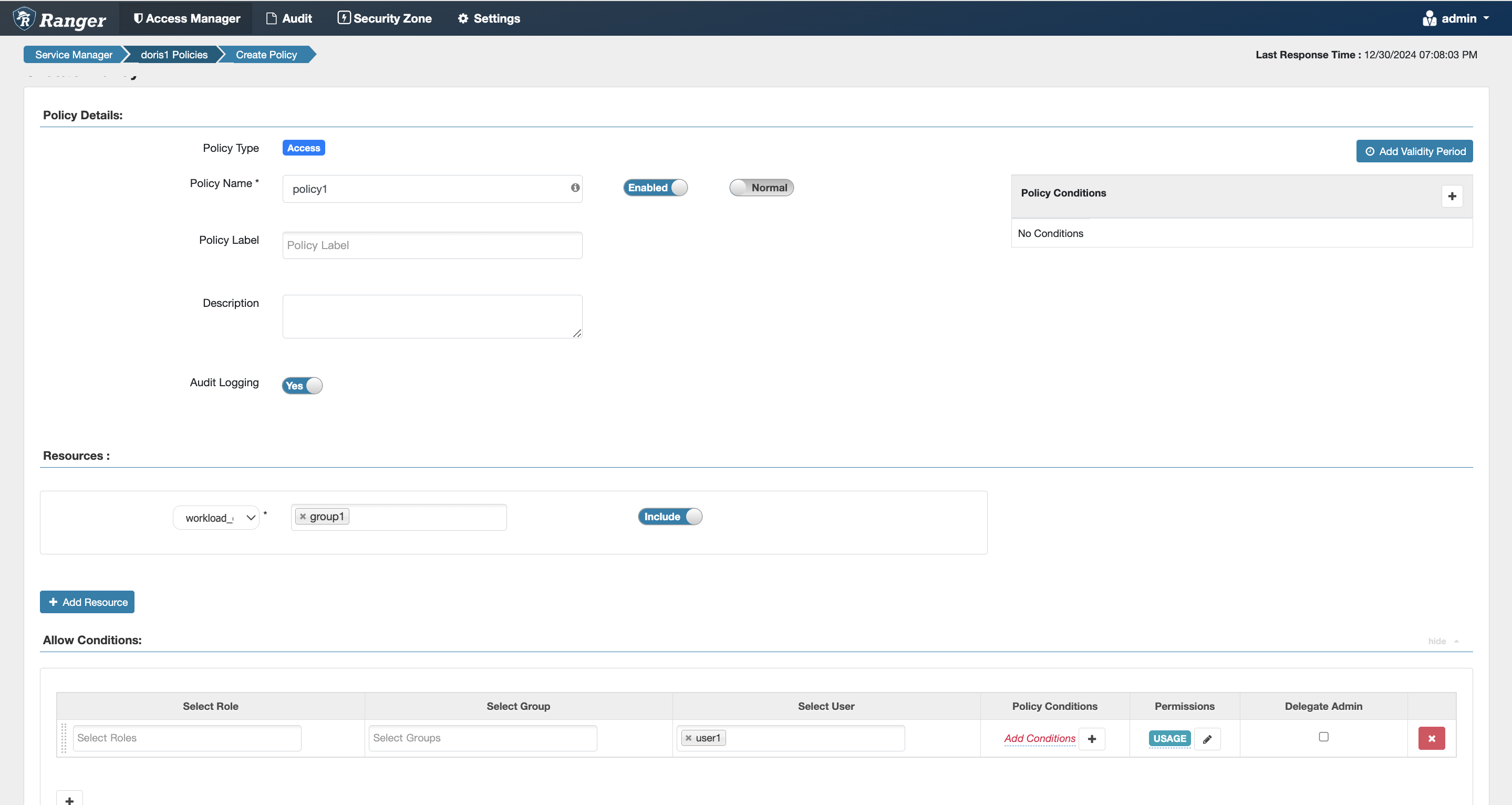 Workload Group Privileges